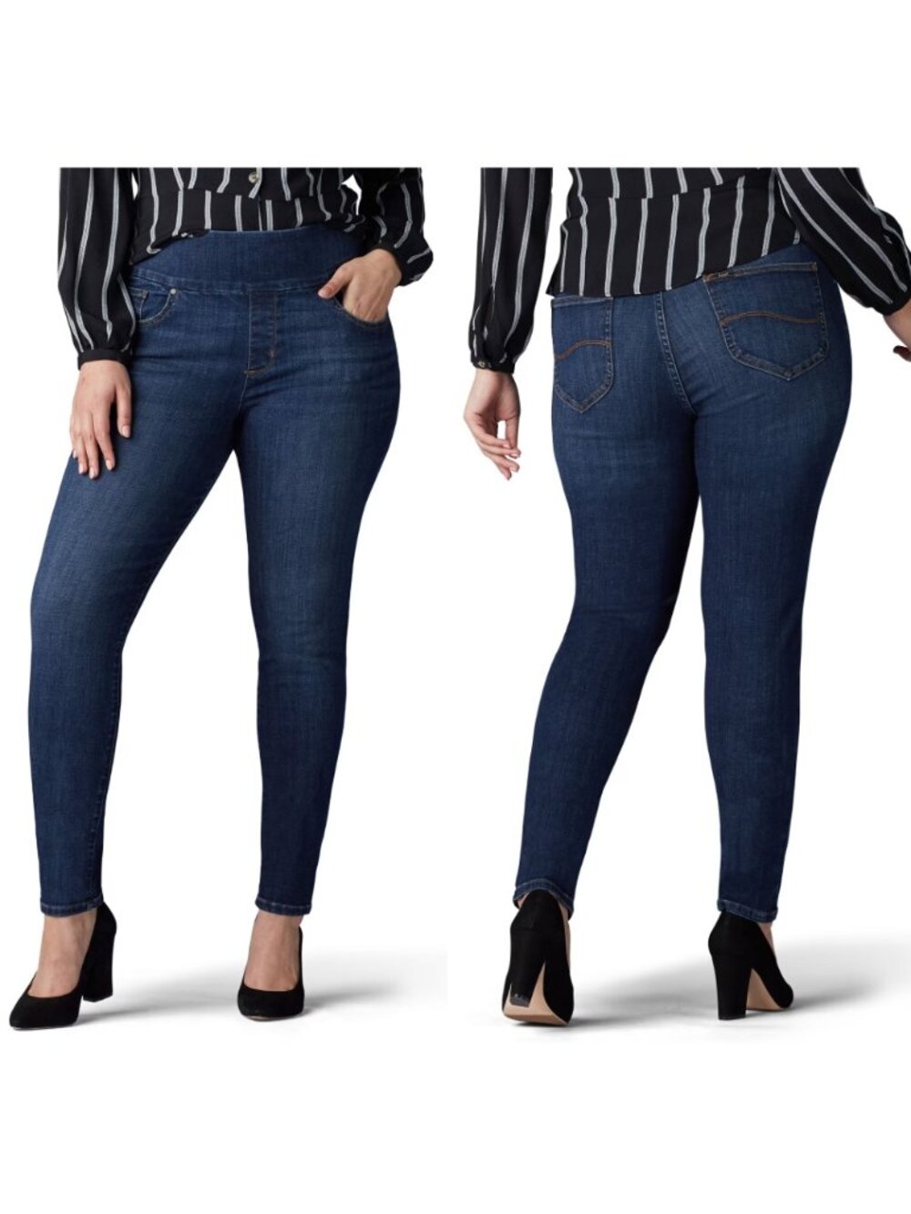 NWT Lee Women's Sculpting Slim Fit Skinny Pull On Jean Size 18W Long